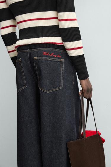 EMBROIDERED CUPID BALLOON FIT JEANS - Blue by Zara - Image 5