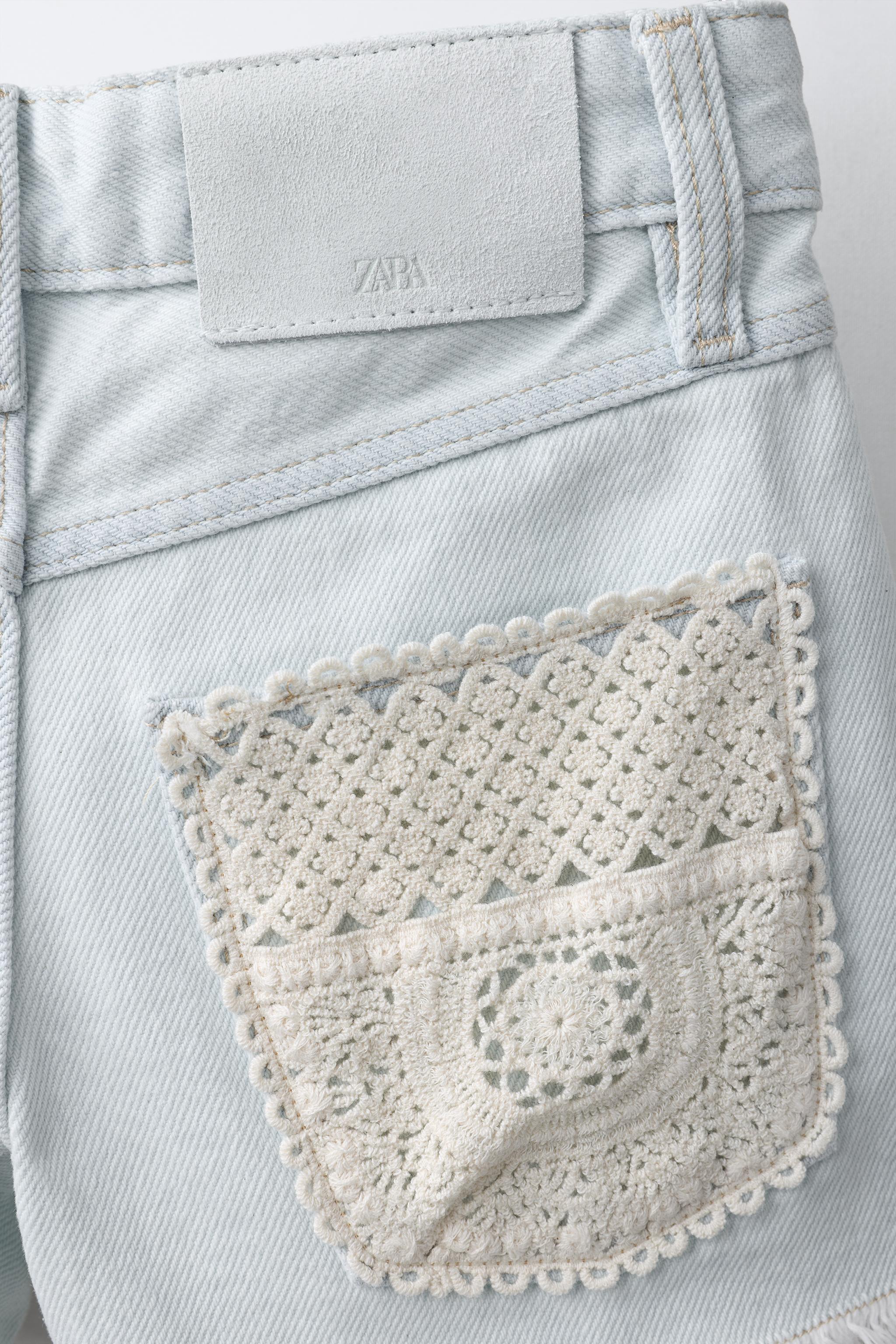 CROCHET DENIM BERMUDA SHORTS
