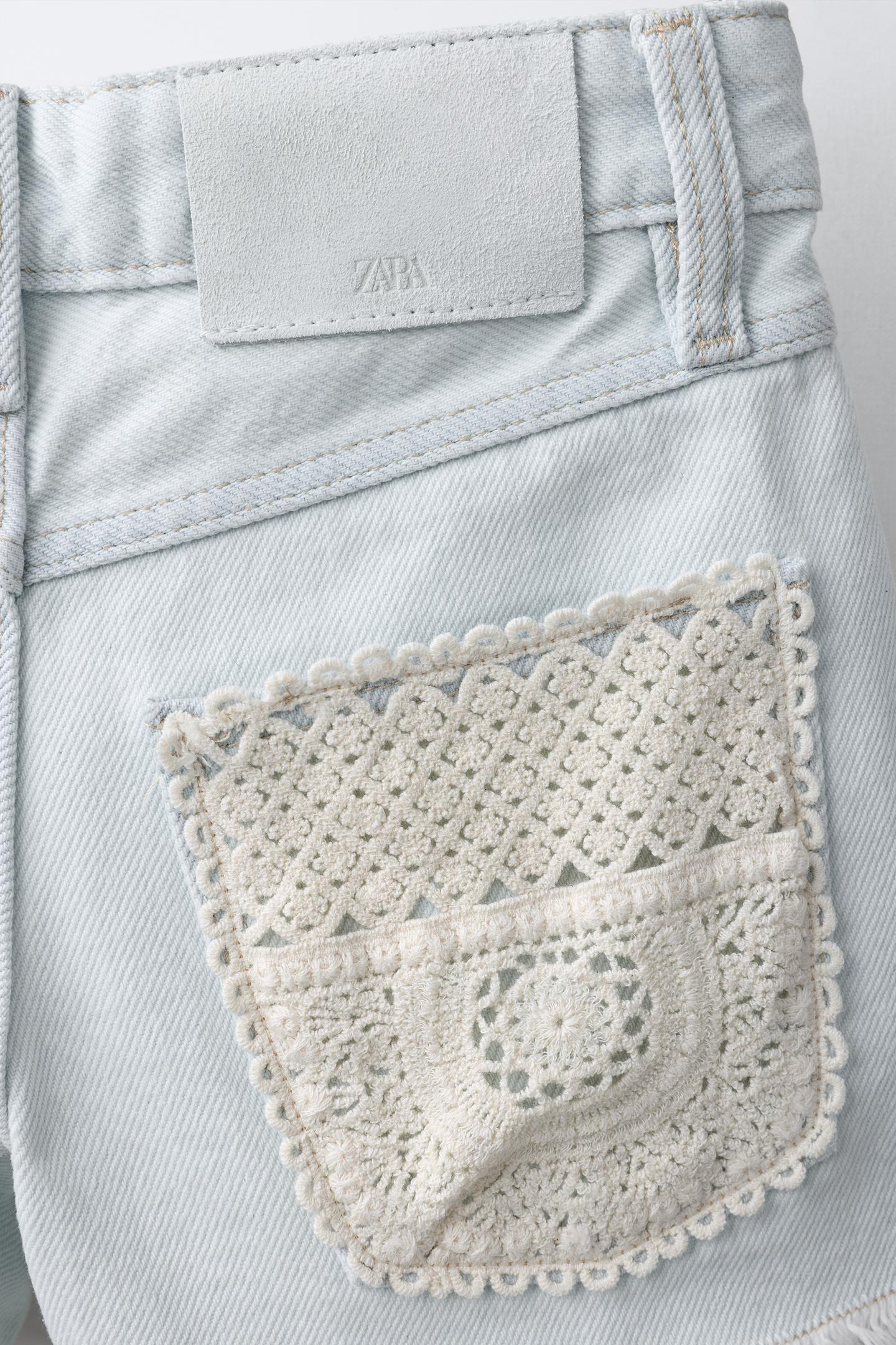 Детские шорты Zara Crochet Denim Bermuda, цвет: Светлый синий — фото 4