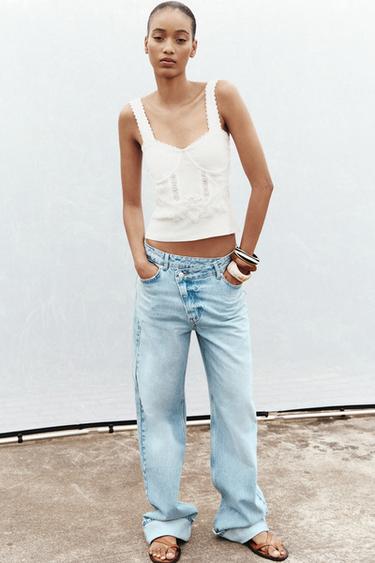 ТОП-КОРСЕТ ІЗ МЕРЕЖИВНОЮ ОКАНТОВКОЮ - Білий Zara - Зображення 0