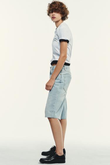 TRF RIPPED MID-RISE DENIM JORTS - Blue by Zara - Image 2