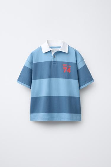 POLO RAYAS VARSITY - Azul de Zara