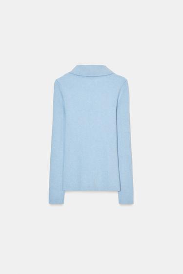 GILET POLO EN MAILLE - Bleu clair de Zara - Image 4