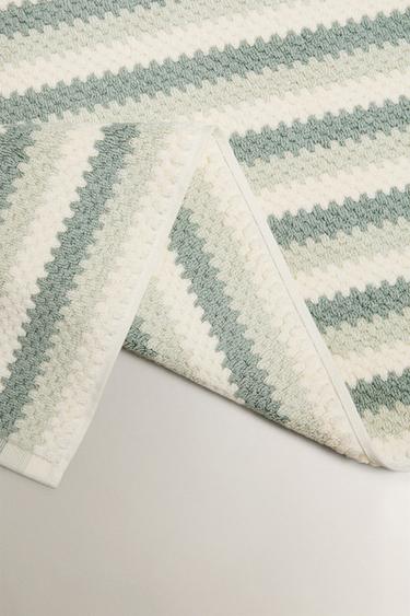 GEOMETRIC JACQUARD BATH MAT - Blue / Green by Zara - Image 1