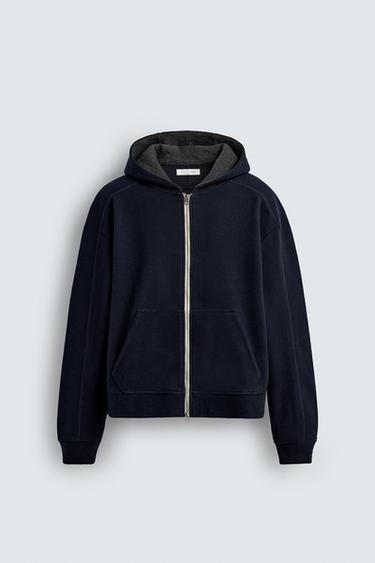 FELT HOODIE - Navy blue by Zara