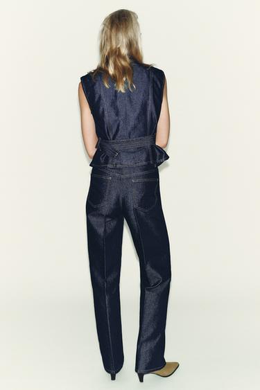JEANS Z1975 STRAIGHT MID-WAIST CREASED - Blue by Zara - Image 4