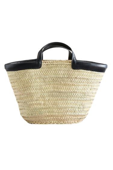 TOTE BAG WITH LEATHER DETAIL - Light beige by Zara