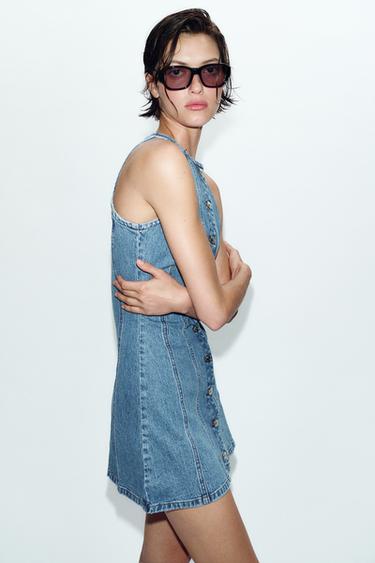 ROBE MINI EN DENIM Z1975 AVEC COUTURES - Bleu moyen de Zara - Image 2