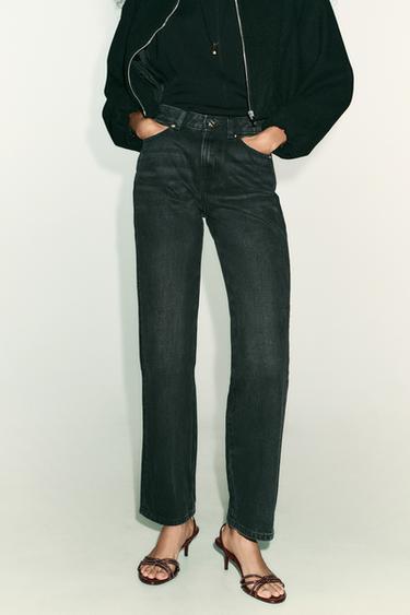 Zara Z.03 REGULAR FIT HIGH-WAIST LONG LENGTH JEANS - Black