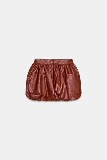 FAUX LEATHER BALLOON MINI SKIRT - Brick by Zara - Image 5