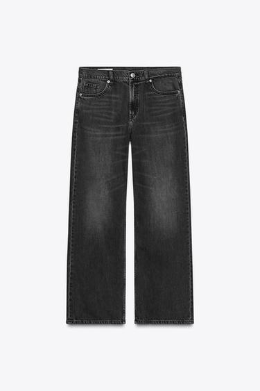TRF WIDE-LEG MID-WAIST JEANS - Black by Zara