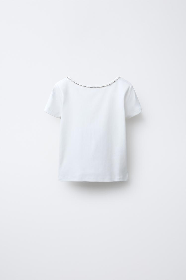 RIBBED T-SHIRT WITH JEWELS