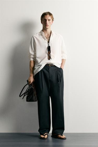 CAMISA RELAXED FIT ALGODÓN - VISCOSA LAZOS - Blanco roto de Zara