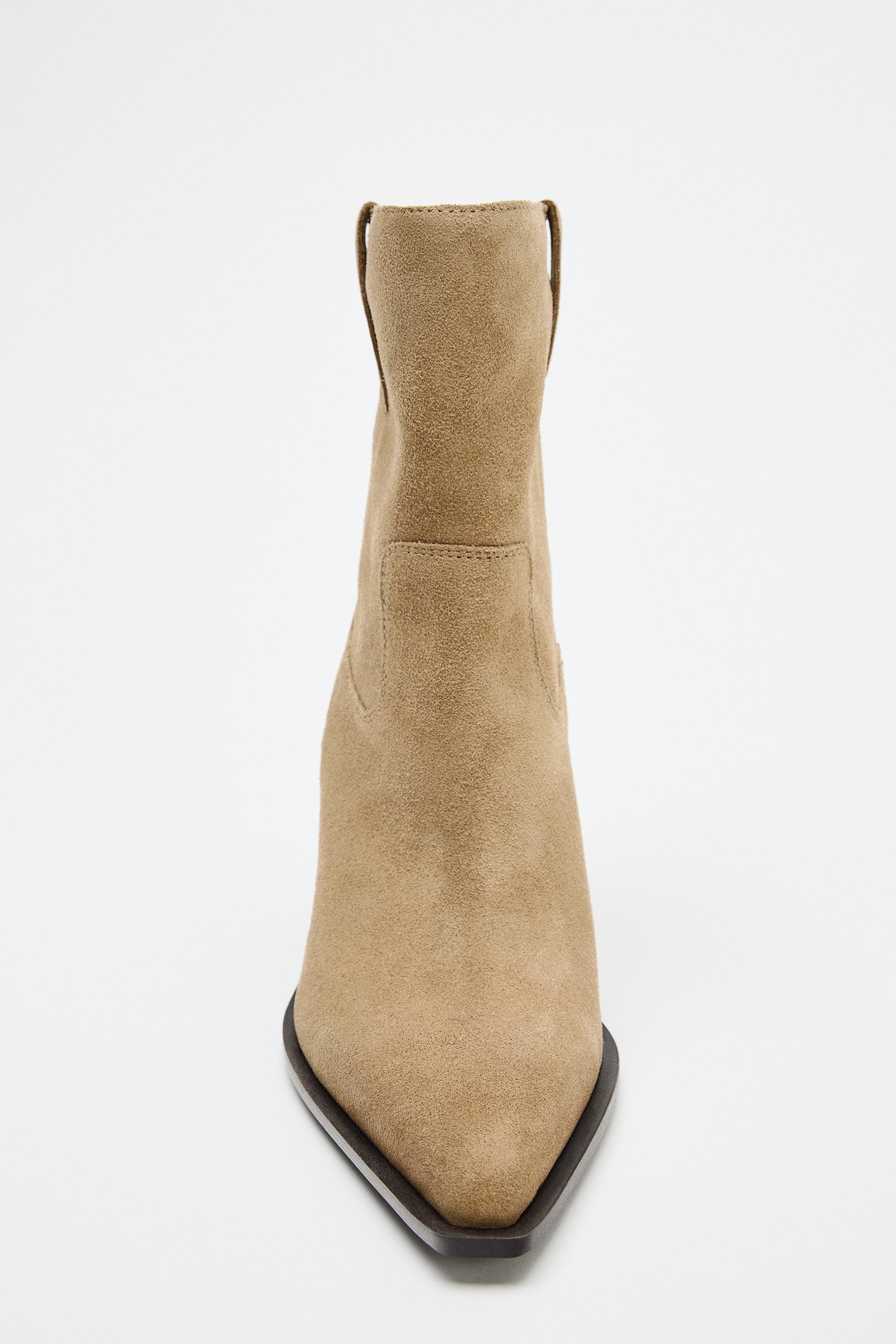 Женские ботинки Zara SUEDE COWBOY ANKLE BOOTS — фото 5