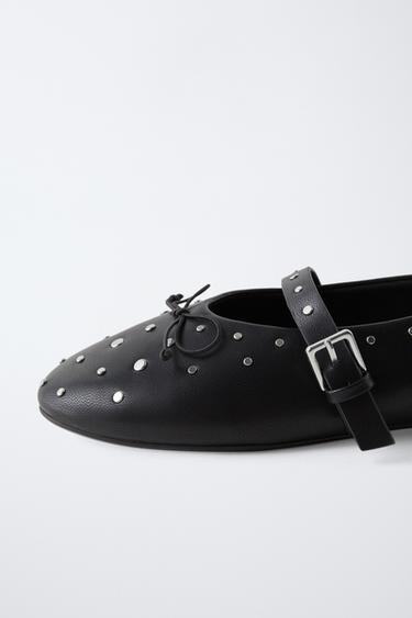 STUDDED BALLERINAS - Black by Zara