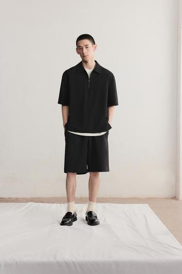 Zara 科技拉鍊 POLO 衫 - 黑色