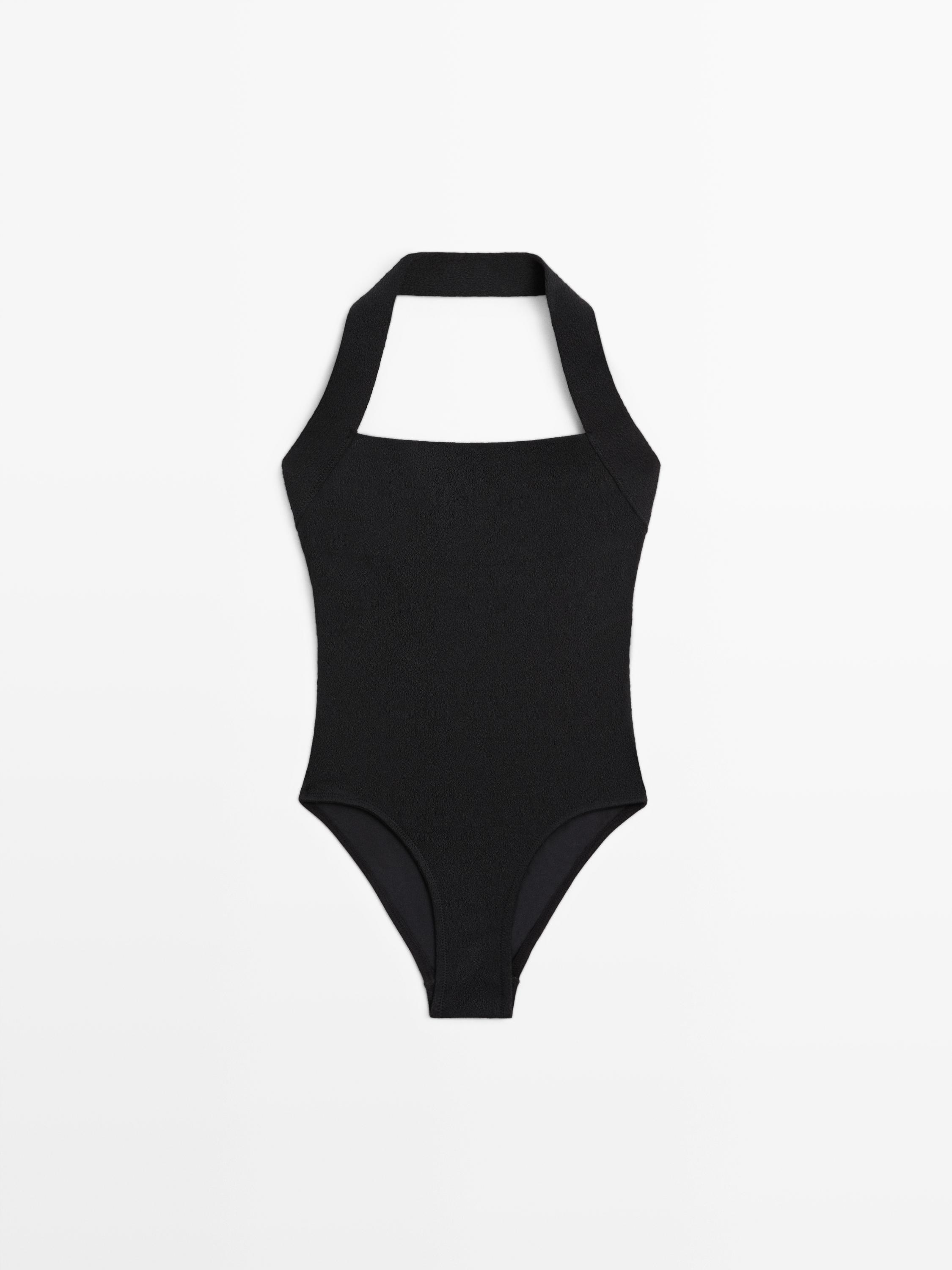 Maillot de bain texturé à encolure américaine