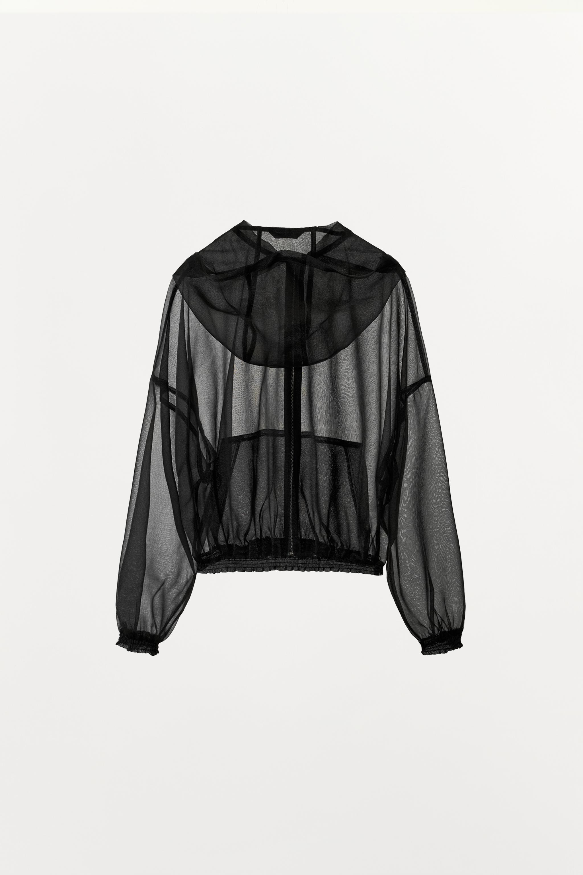 JAQUETA SEMI-TRANSPARENTE COM CAPUZ - Preto | ZARA Brasil