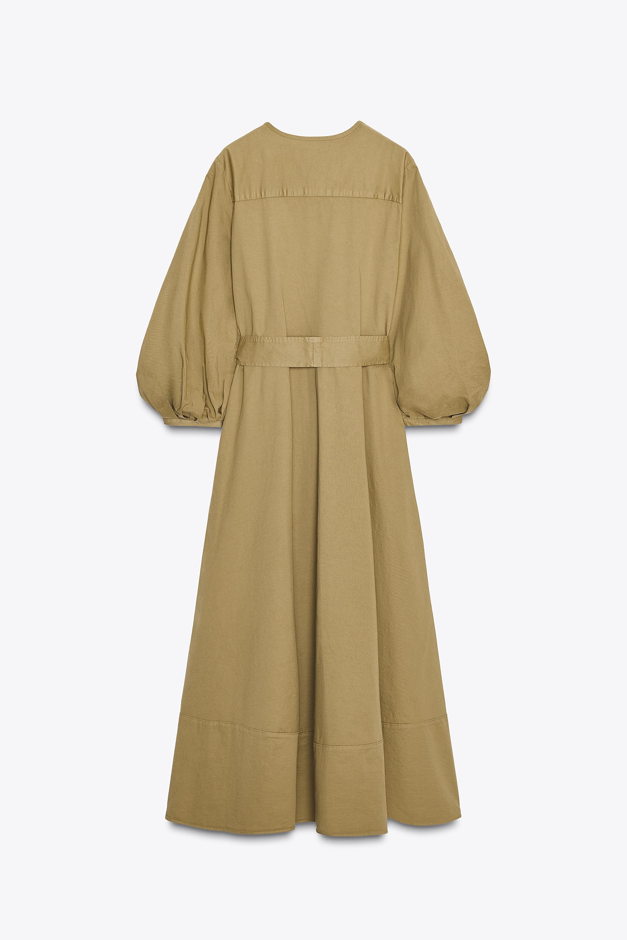 ☆7/21迄☆ 新品 ZARA ベルト付 シャツワンピース L ダークカーキ ZARA ワンピース シャツワンピース カーキ L - メルカリ