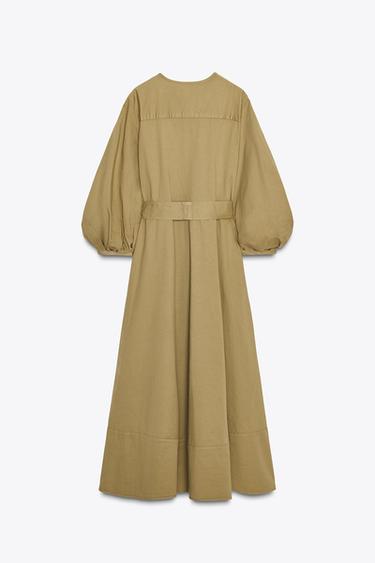 ZW COLLECTION BELTED SHIRT DRESS - Khaki by Zara - Image 7