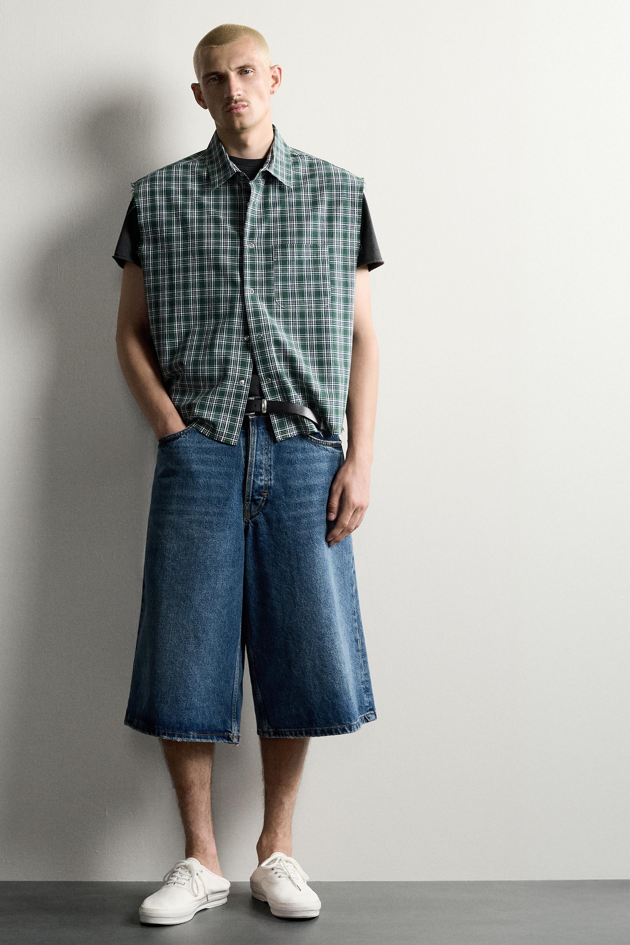 Zara Kareli Crop Tank Gömlek görsel 8