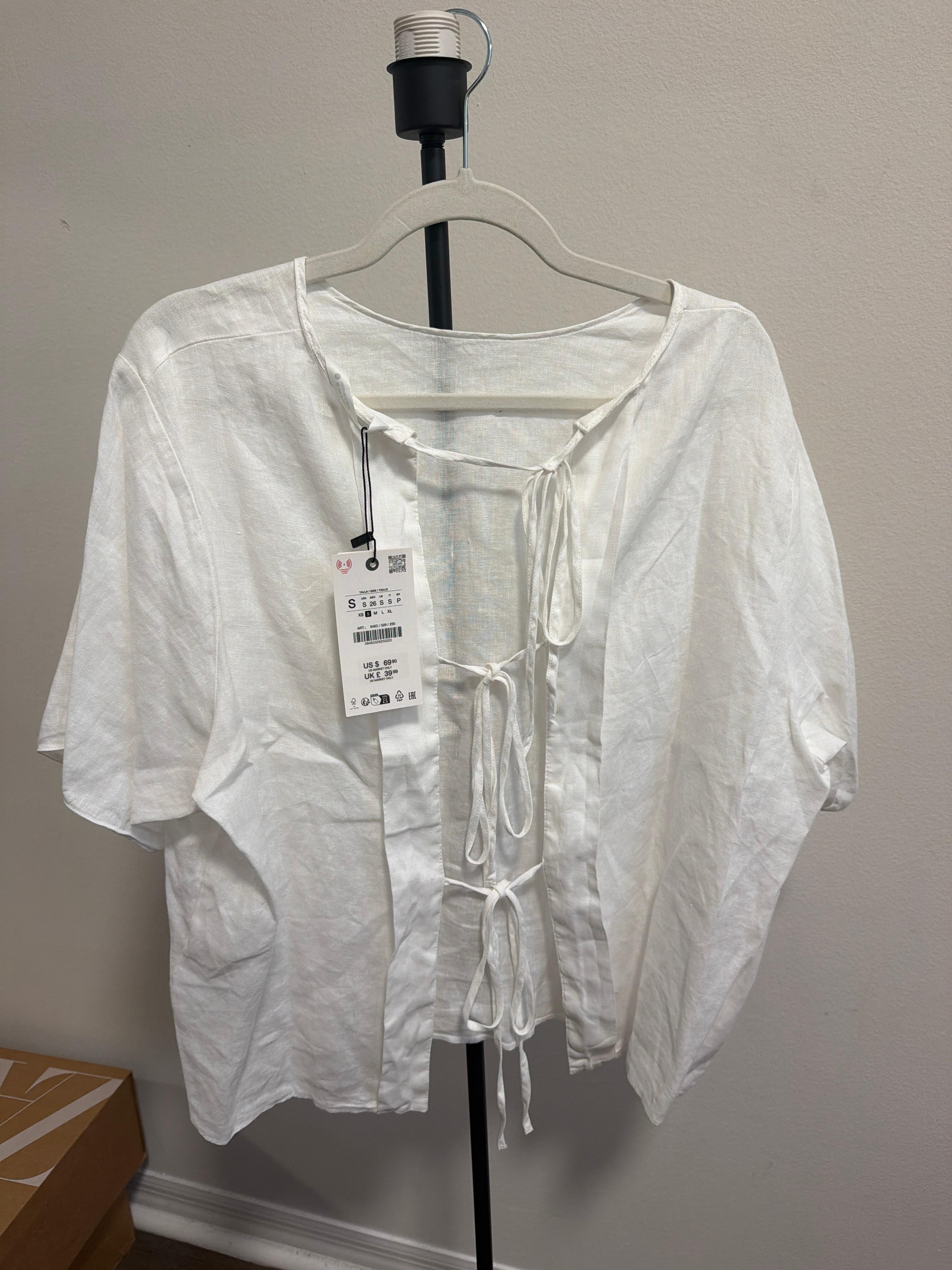 ZW COLLECTION LINEN TIE TOP SECOND HAND | Zara Preowned