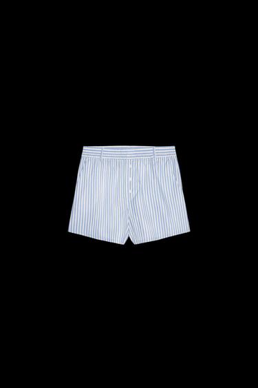 Zara STRIPED SHORTS - Blue - Image 0
