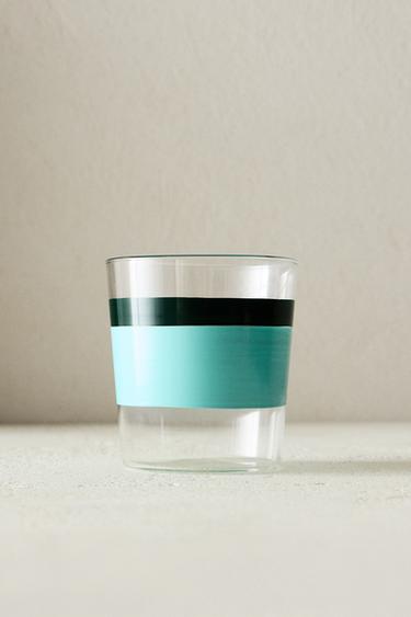 BOROSILICATE TUMBLER WITH STRIPES X COLLAGERIE - Blue by Zara