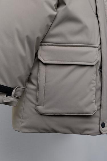 PARKA À CAPUCHE EFFET FOURRURE AMOVIBLE DÉPERLANTE - Gris taupe de Zara - Image 6