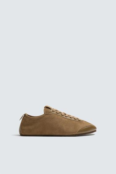 LEATHER TRAINERS - Brown by Zara