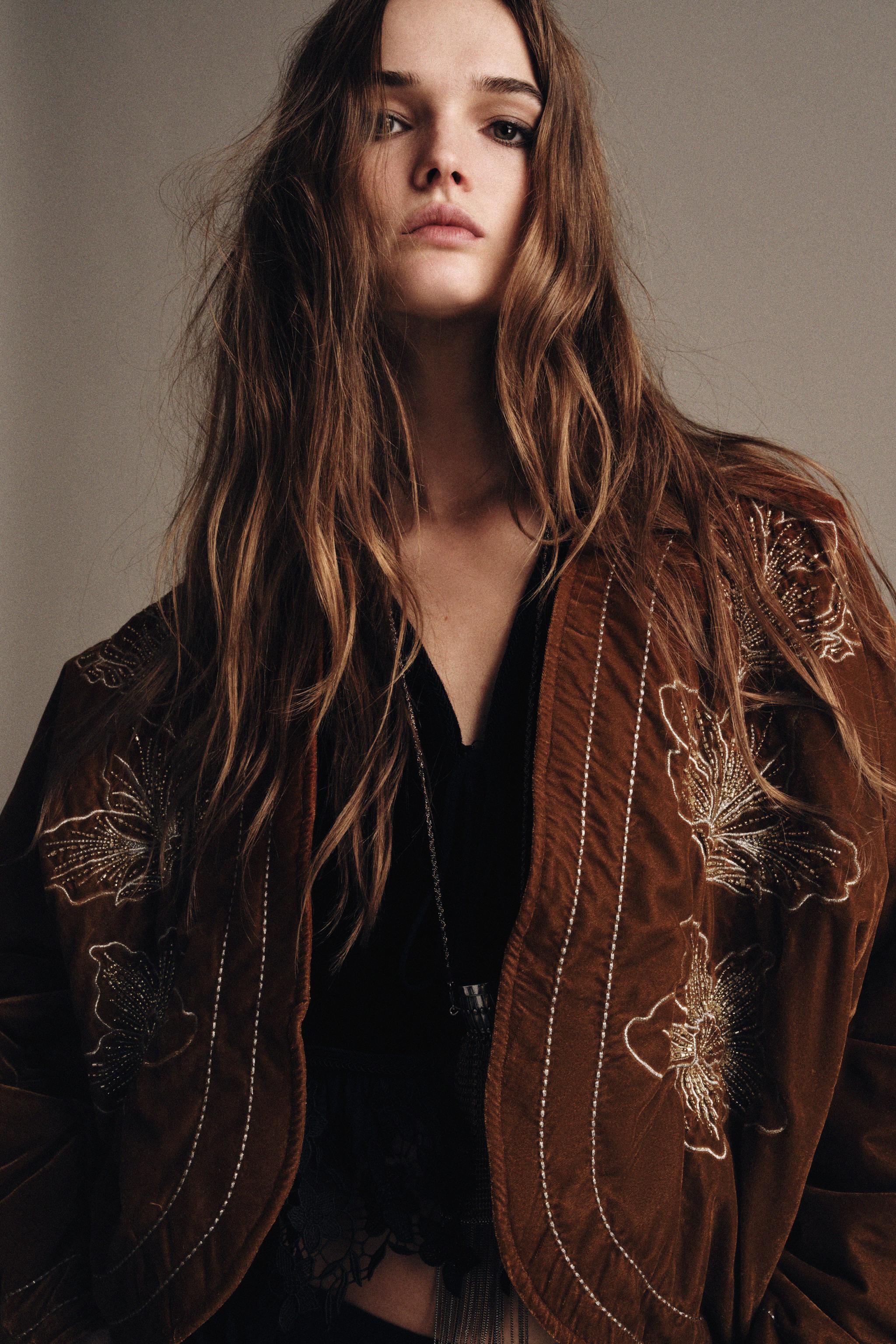 QUILTED KIMONO WITH EMBROIDERY - Toffee | ZARA South Africa