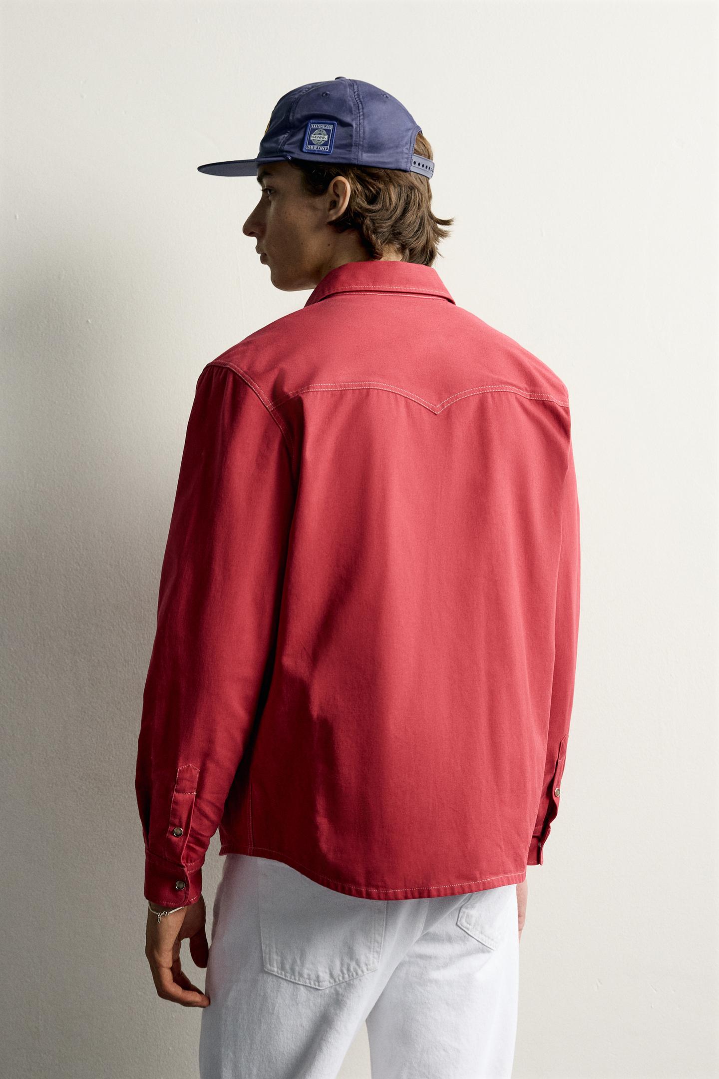 Мужская рубашка Zara Ayrton Senna Patch Western, цвет: Красный — фото 3