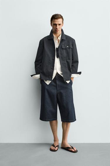 JORTS EN DENIM COUPE RELAXED - Bleu de Zara