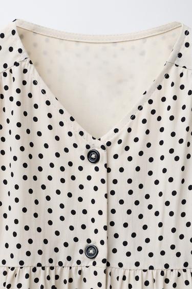 ROBE À EMPIÈCEMENTS À POIS - Écru / Noir de Zara - Image 2