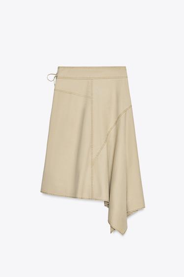 ASYMMETRIC SARONG SKIRT - camel by Zara - Image 3