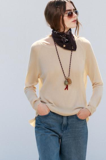 FINE KNIT SWEATER - Sand by Zara