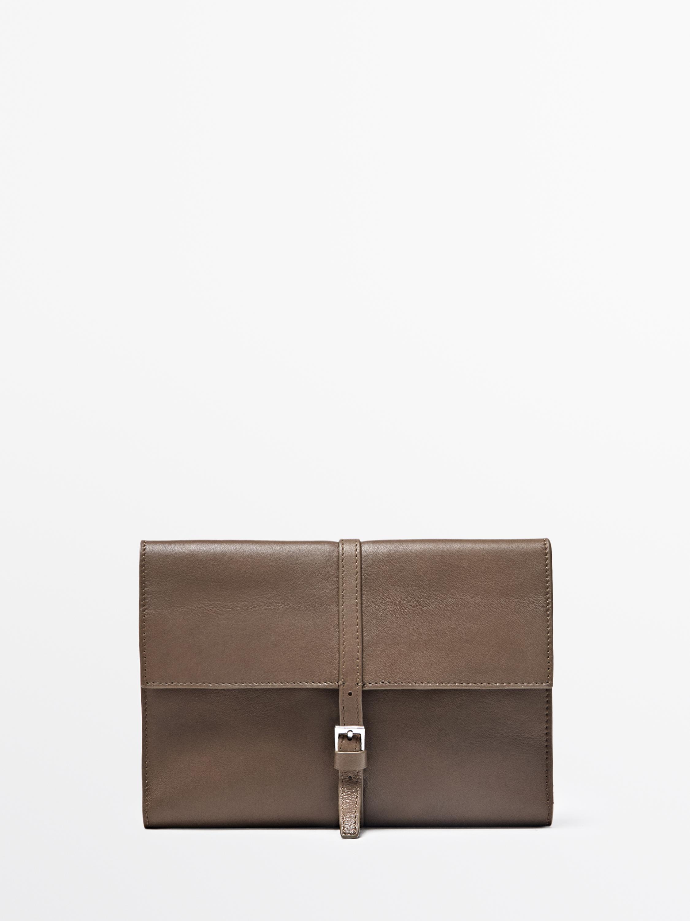 Nappa leather tech accessory case — Black gold
