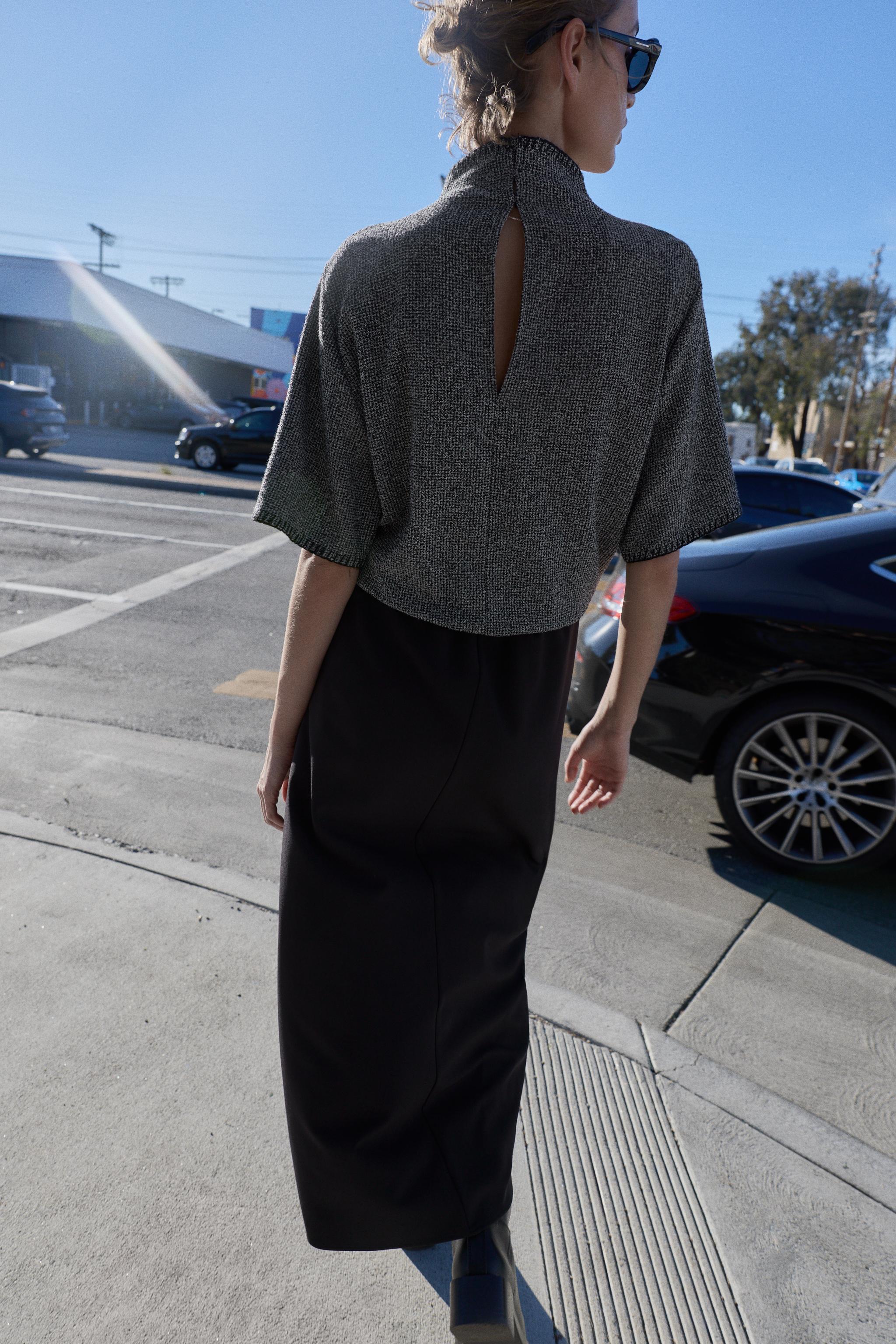 zara grey midi dress ZARA. Textured gray midi dress. TM – Hibuy market main image 1