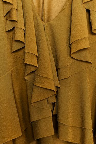 FLOWING RUFFLED TOP - Olive green by Zara - Image 7