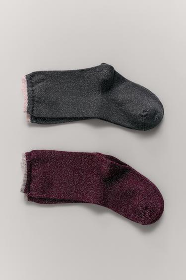 حزمة من زوجي جوارب طويلة لامعة - عنابي by Zara