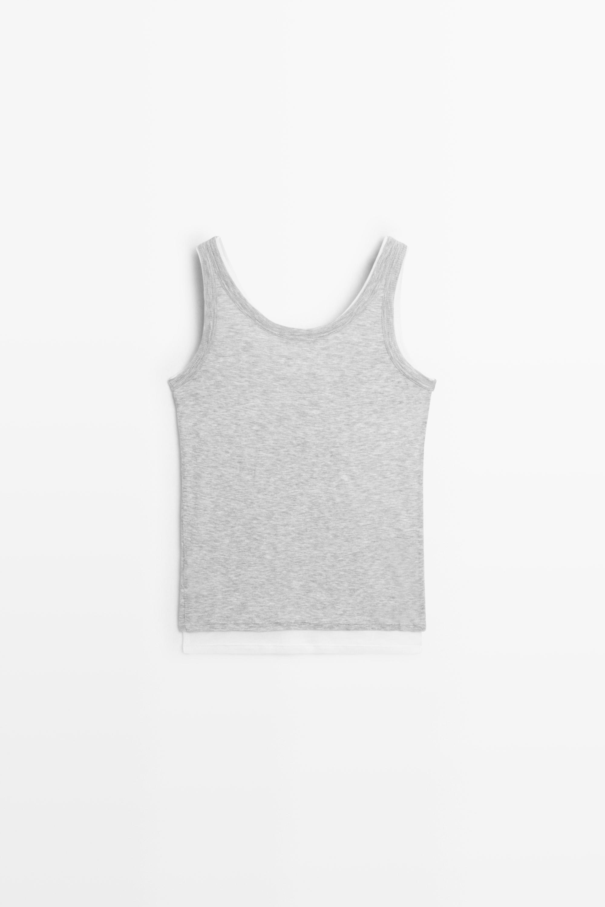 T-shirt double en bord-côte 100 % coton