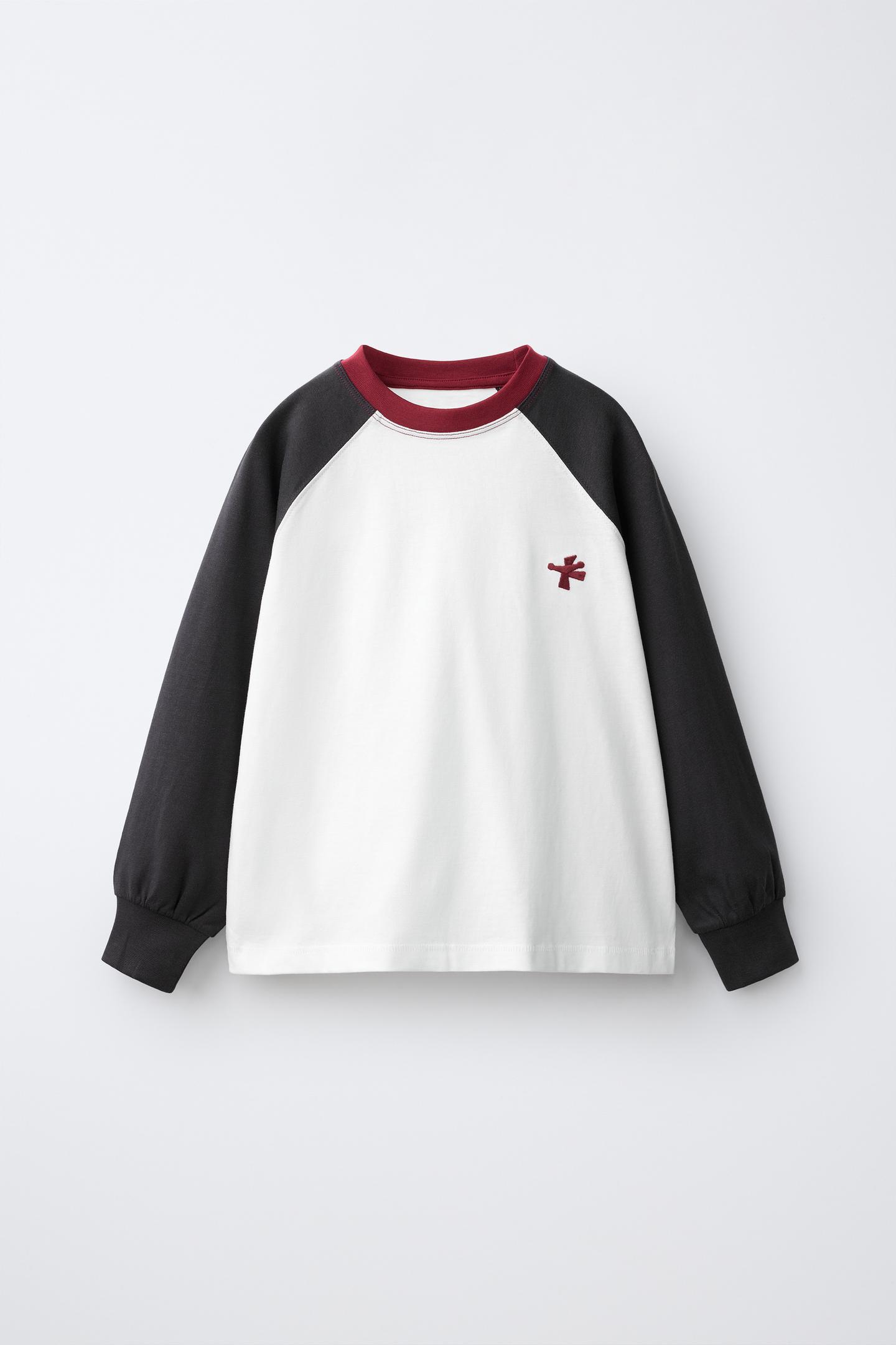 Детская футболка Zara Embroidered Logo Raglan, цвет: Белый