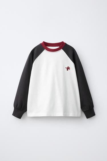 EMBROIDERED LOGO RAGLAN T-SHIRT — White 2