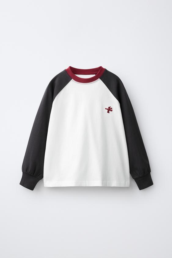 CAMISETA MANGA RANGLÁN LOGO BORDADO - Blanco de Zara - Imagen 0