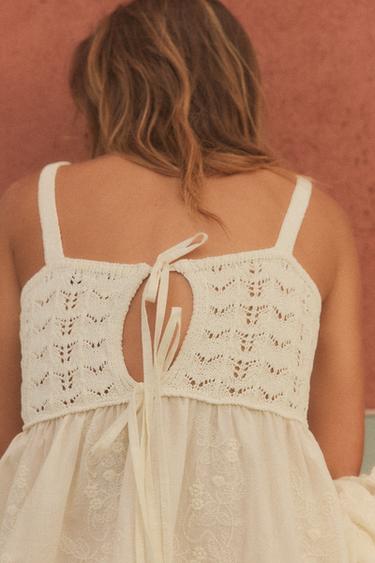 ROBE EN MAILLE EN MATIÈRES VARIÉES - Écru de Zara - Image 3