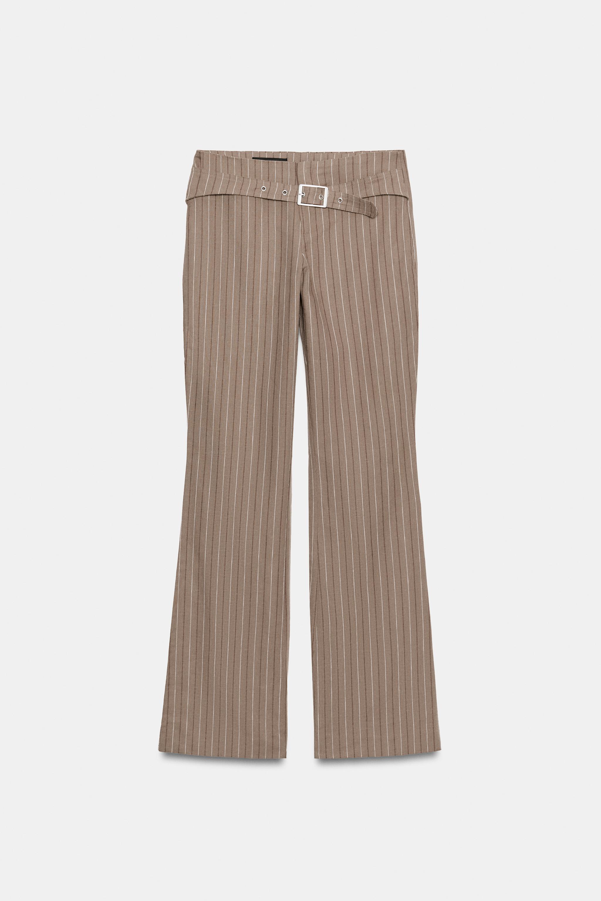 FLARE STRIPED PANTS WITH BUCKLE