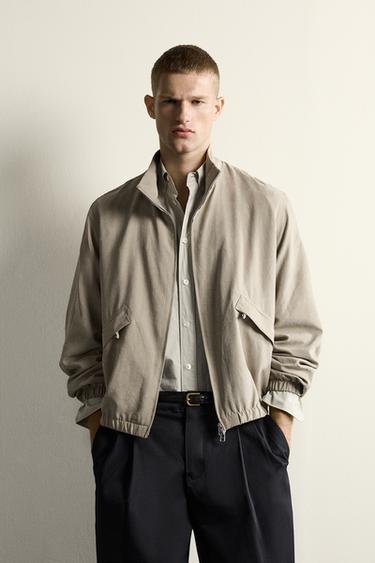 БОМБЕР ВІЛЬНОГО КРОЮ ПІД ЗАМШУ - Перлинно-сірий Zara