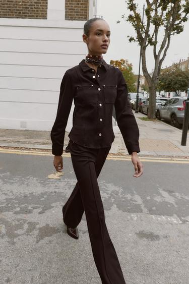 Zara LOW-RISE FLARE PANTS - Brown - Image 0
