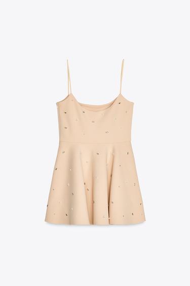 JEWEL-EMBELLISHED VOLUMINOUS SHORT DRESS - Beige-pink by Zara - Image 6