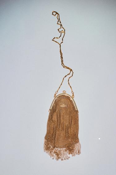 METAL MESH MINI BUCKET BAG - Gold by Zara